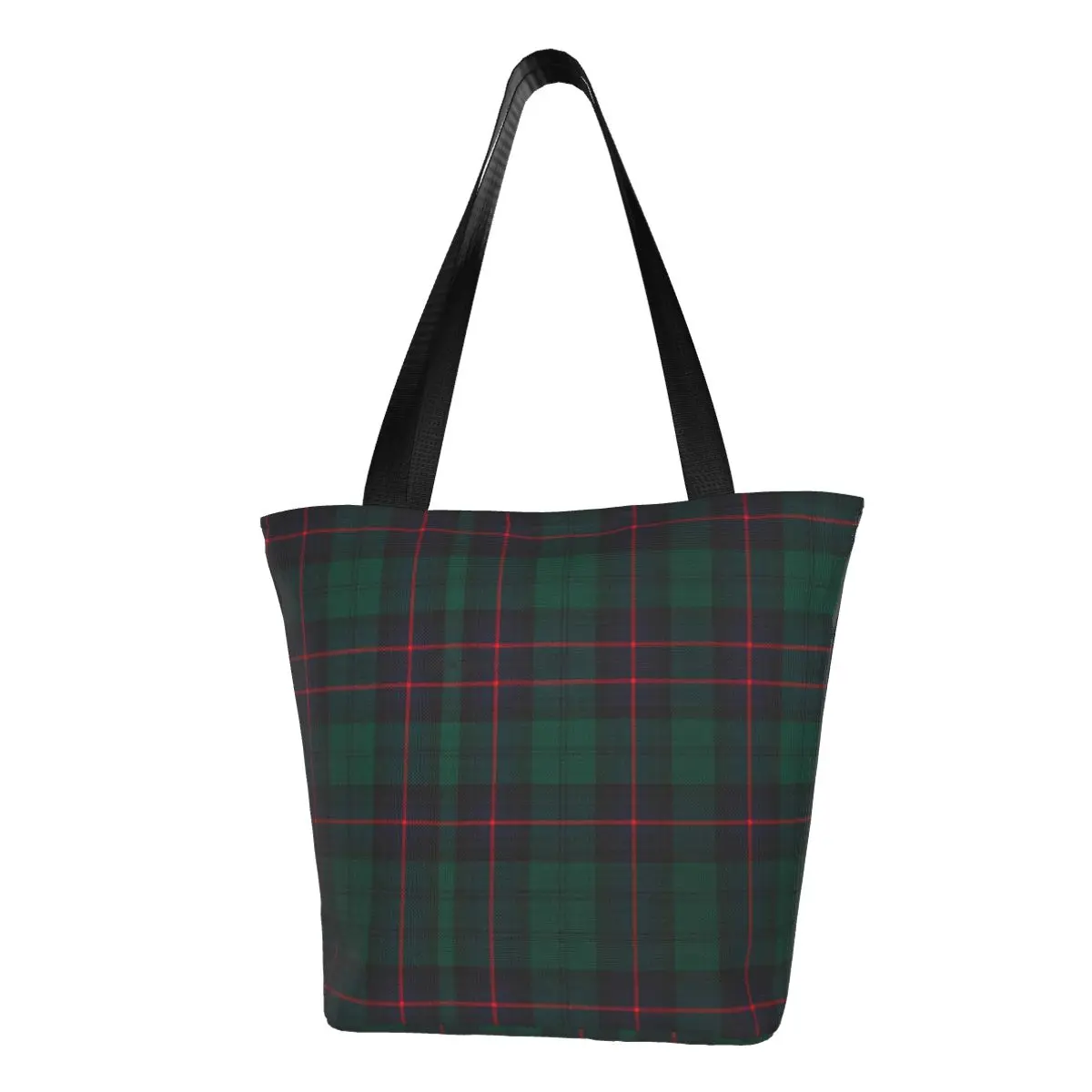 

Kawaii Modern Tartan Plaid Shopping Tote Bags Reusable Canvas Groceries Shopper Shoulder Bag