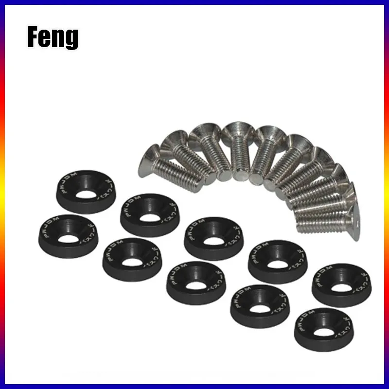 Universal JDM Car Modified Hex Fasteners Fender Washer M6 Bolt Honda Bumper Engine Concave Screws RSX EK EG DC 10 Pcs Auto Fasteners Auto Accessories Car Screws Fender Washers