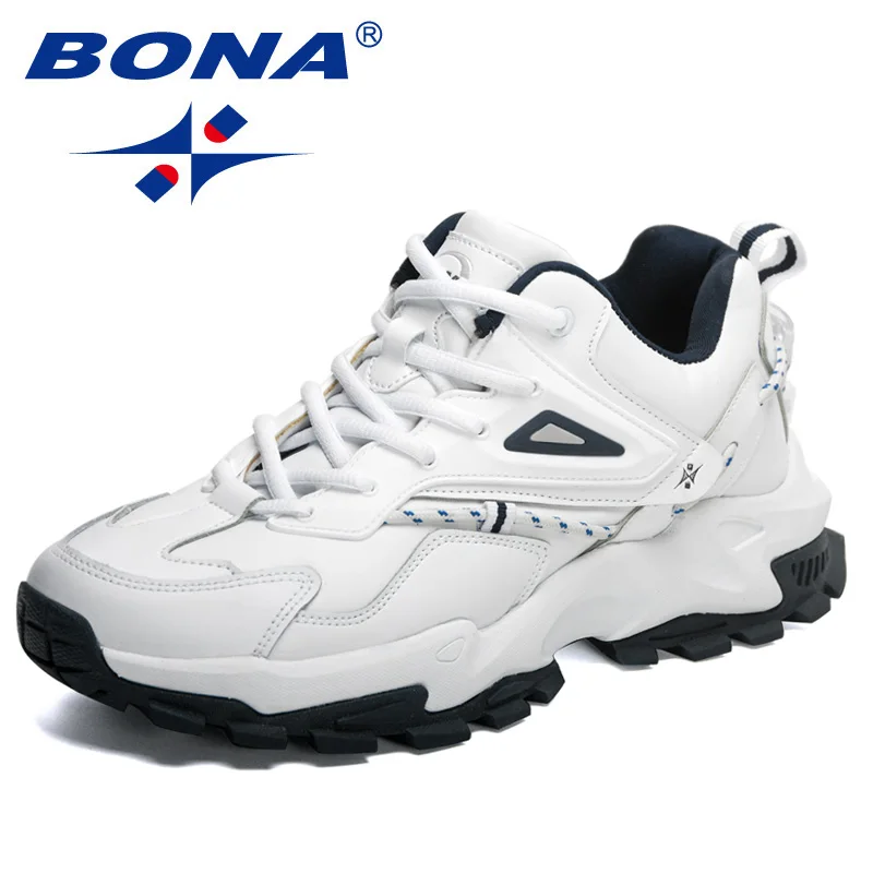 BONA New Designers Action Leather Casual Shoes Men Light Sneaker Man Fashion Breathable Comfortable Walking Shoe Mansculino casual sneakers leather shoes leather sneakers