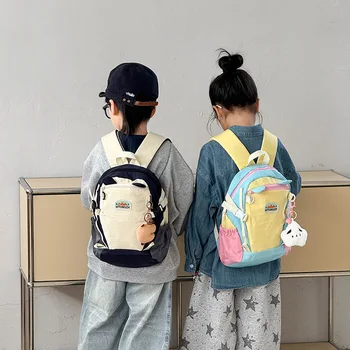 Zaino leggero e confortevole per bambini, zaino carino a blocchi di colore per bambini e bambine, borsa da viaggio per esterni di grande capacità, 3-16 anni