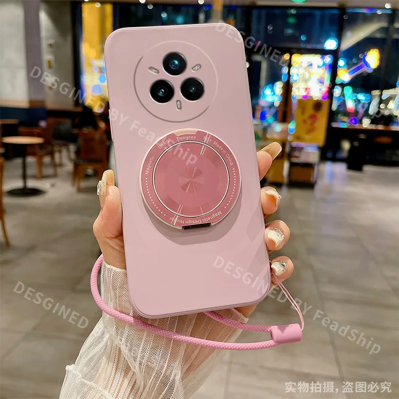 Magnetic Holder Silicone Phone Case with Bracket and Screen Film