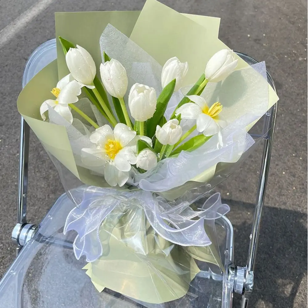 Fashion Flower Bouquet Wrapping Tulle Ribbon 40mm 10 yards Roll of Satin Ribbon Mesh Fabric Organza Ribbon Korean Ribbons