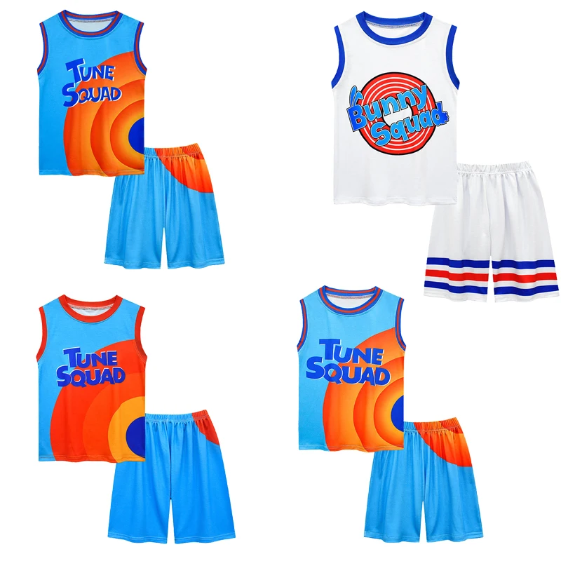 Bambini Space Jam 2 Jersey Vestiti James Tune Squad Basket Cosplay Gilet Pantaloncini Tuta Uniforme Tuta Sportiva Abbigliamento Per Bambini