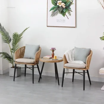 Set di mobili da giardino per esterni Set di mobili da esterno per la casa con schienale in rattan PE casual Set di tavolini e sedie per balcone da cortile 1