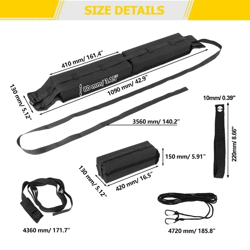 VEVOR Cuscinetti Morbidi Portapacchi Tetto - Universali, 393 Mm, Carico 80 Kg, Per SUP E Kayak - Foto 12