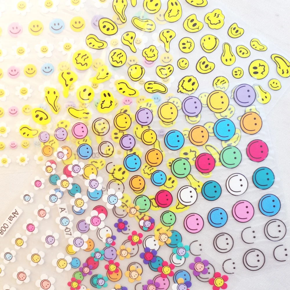 Nail Stickers Nail Decals 1 sheet Smiling Face Sunflower Nail Art Stickers