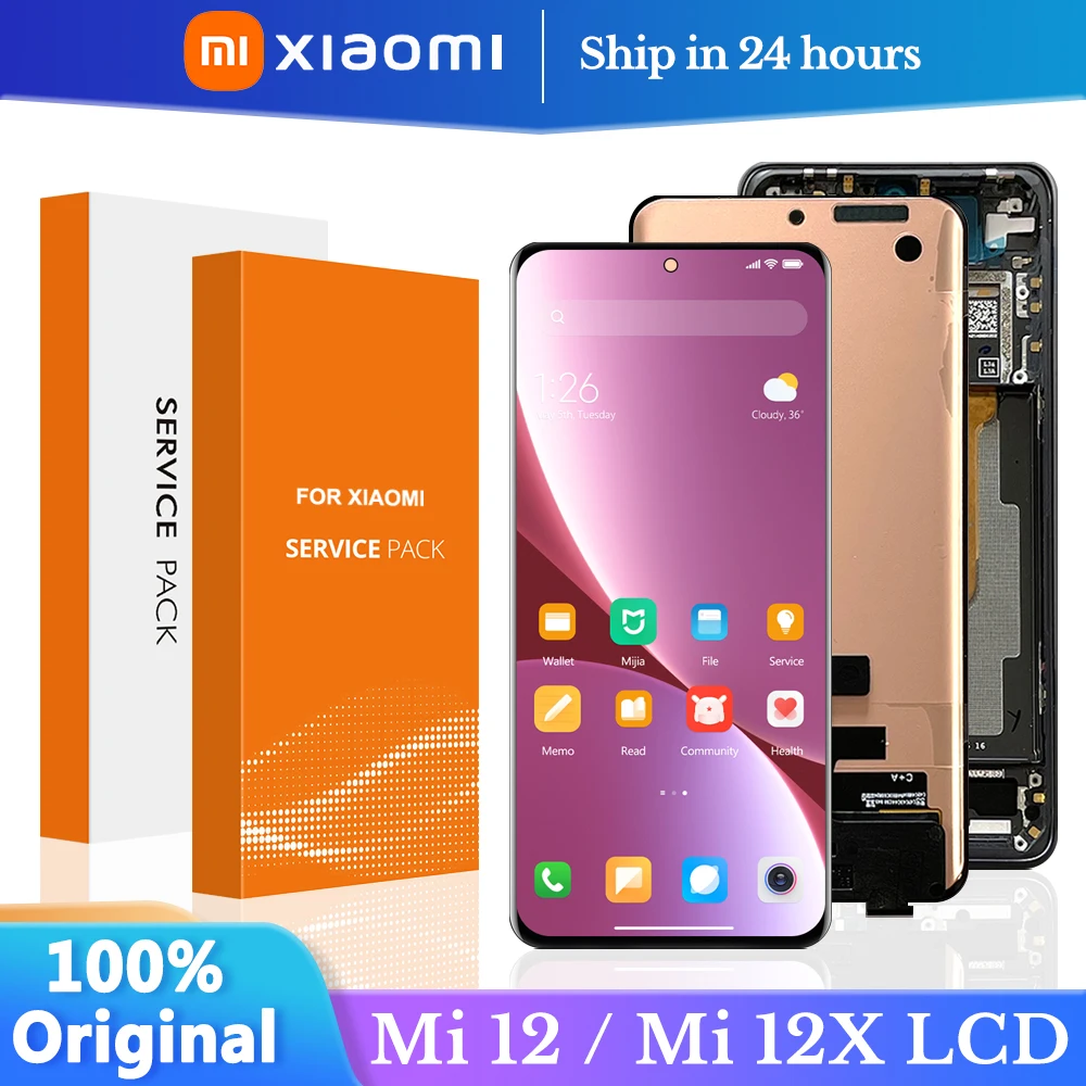 

6.28" Original Display For Xiaomi Mi12 Mi 12 LCD Touch Screen Digitizer Assembly Parts For Xiaomi mi 12X Screen With Frame Panel