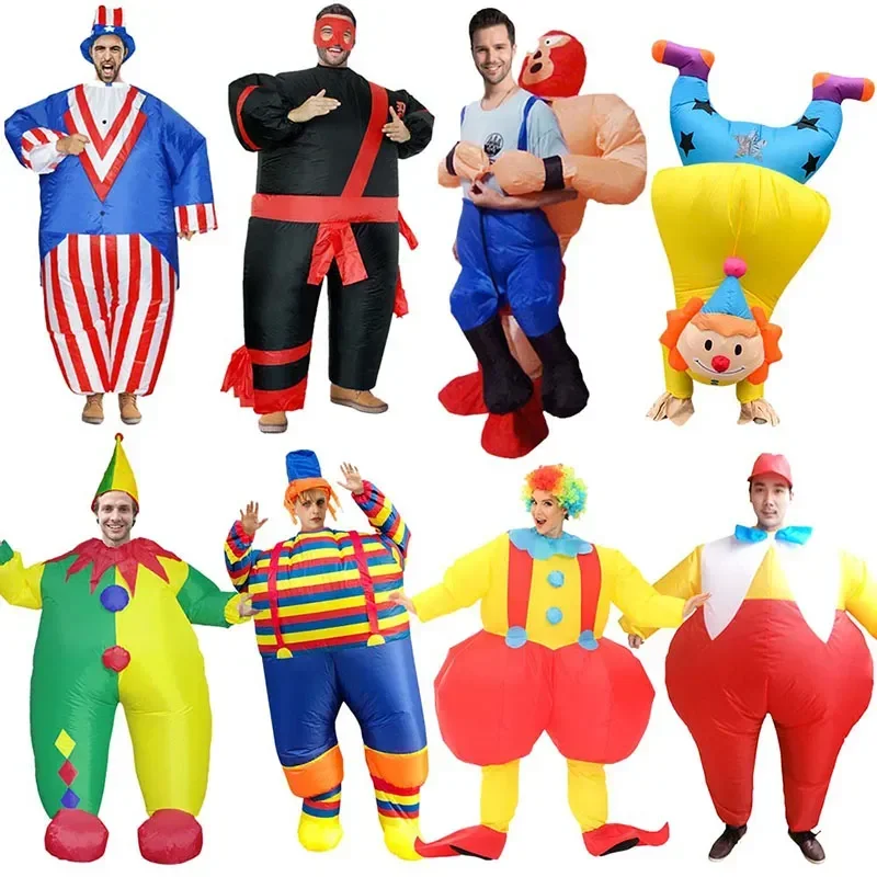 

Adult Stand Upside Down Clown Costume Funny Carnival Party Wrestlers Inflatable Costume Handstand Clown for Men Women
