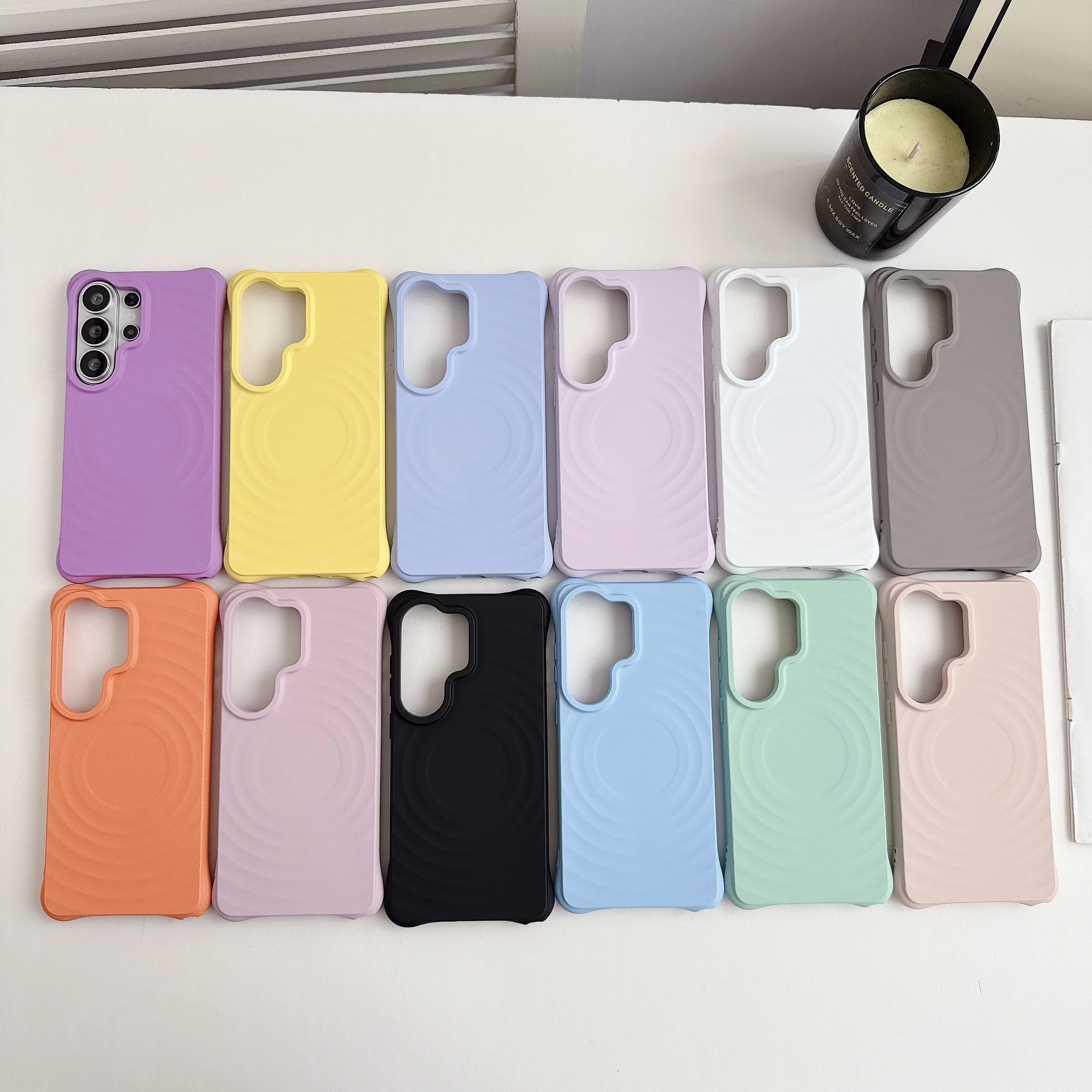Soft Water Ripple Silicone Magnetic Case with Wireless Charging Compatibility