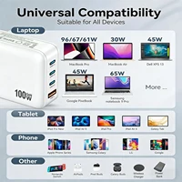 4-Ports 3C1A 100W GaN PD Fast Charger – PPS Enabled PD Wall Adapter Fast Charging Multiple Devices for Macbook, Ipad, Iphones 2