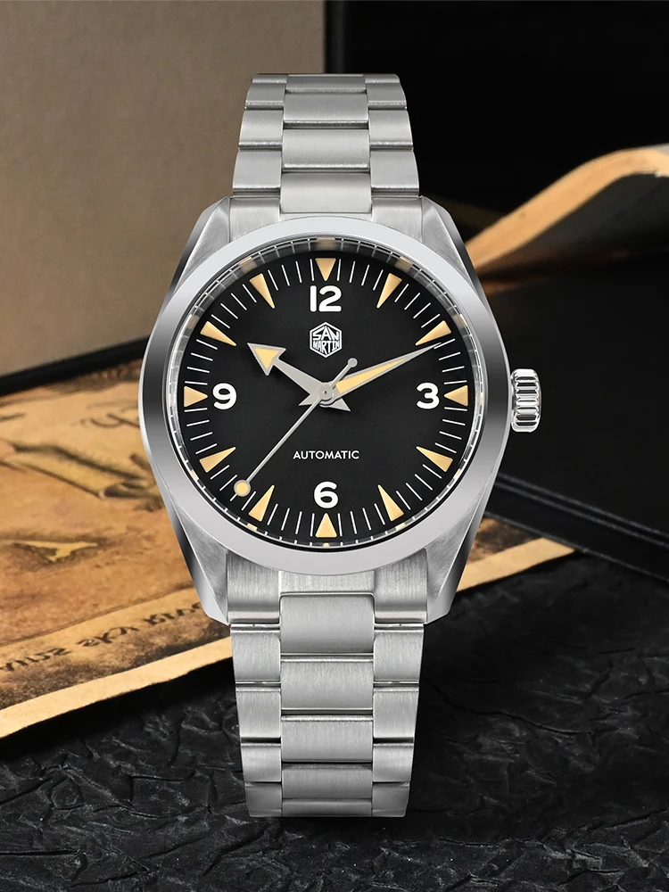 San Martin New 38mm Vintage 1957 Timepieces Watch Men NH35 Mechanical Wristwatch 10Bar C3 Lume Business Reloj SN0113B-1