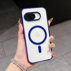 MagSafe Magnetic Wireless Charging Shockproof Slim Transparent Case for Google Pixel 10 (Sapphire blue)