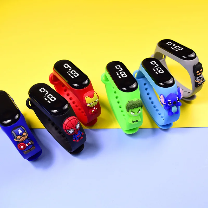 Spider-Man Superman bracelet watch LED doll electronic watch touch primary school students trend fashion waterproof