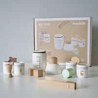 Children Pretend Play Kitchen Toy Wooden Simulation Milk Tea Set Children Role Play Game for Girls Boys Imitation Game Education 1