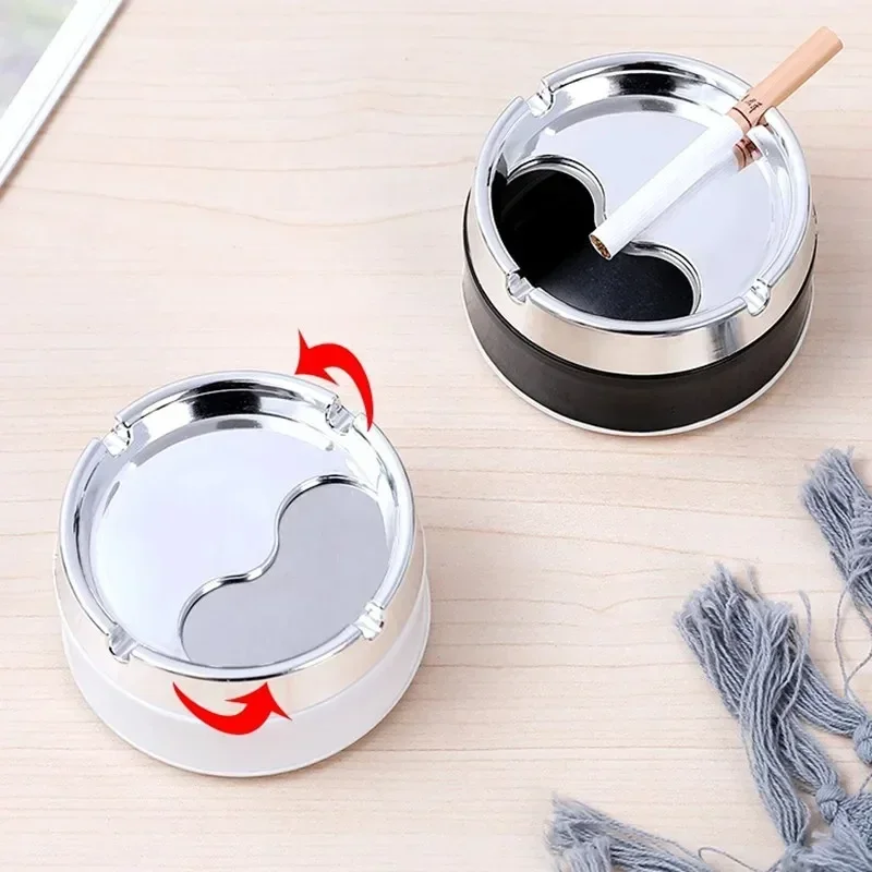 Stainless Steel+PP Round Windproof Ashtray with 360&deg; Rotating Lid for Home Office Living Room Decoration Men Sealing Ashtrays Portable Ashtray Cigarettes Ashtray Silicone Ashtray Stainless Steel Ashtray Metal Ashtray Air Purifier Ashtray Wood Ashtray Ceramic Ashtray