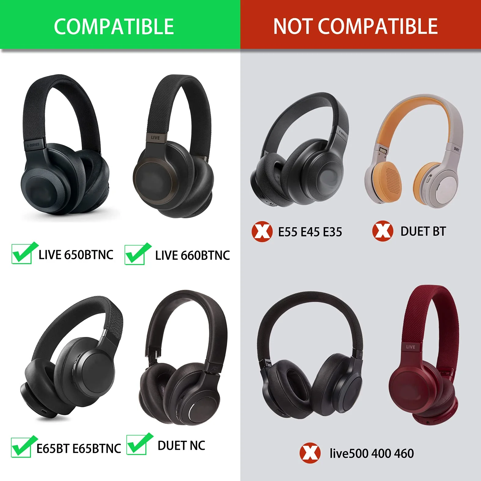 Jbl Cancelamento de Ruído Auscultadores Substituição Earpads E65btnc Live 650btnc Tune 660btnc Dual nc - Image 4