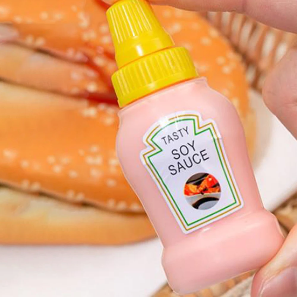 Cheap 1PC Mini Condiment Squeeze Bottle Cartoon Plastic Tomato Honey  Condiment Container Lunch Box Accessories Sauce