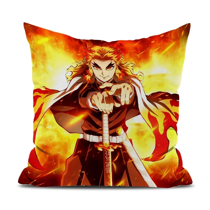 Car Decoration Demon Slayer Pillow Cover Decorative Pillows for Bed Pillowcase Decor 45x45 45x45 Cushions Covers Pilow Cases