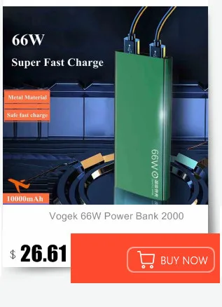 Vogek Mini Power Bank 10000mAh Portable Cellphone Charger LED External Mobile Battery Powerbank for iPhone Huawei Samsung Xiaomi wireless power bank for iphone