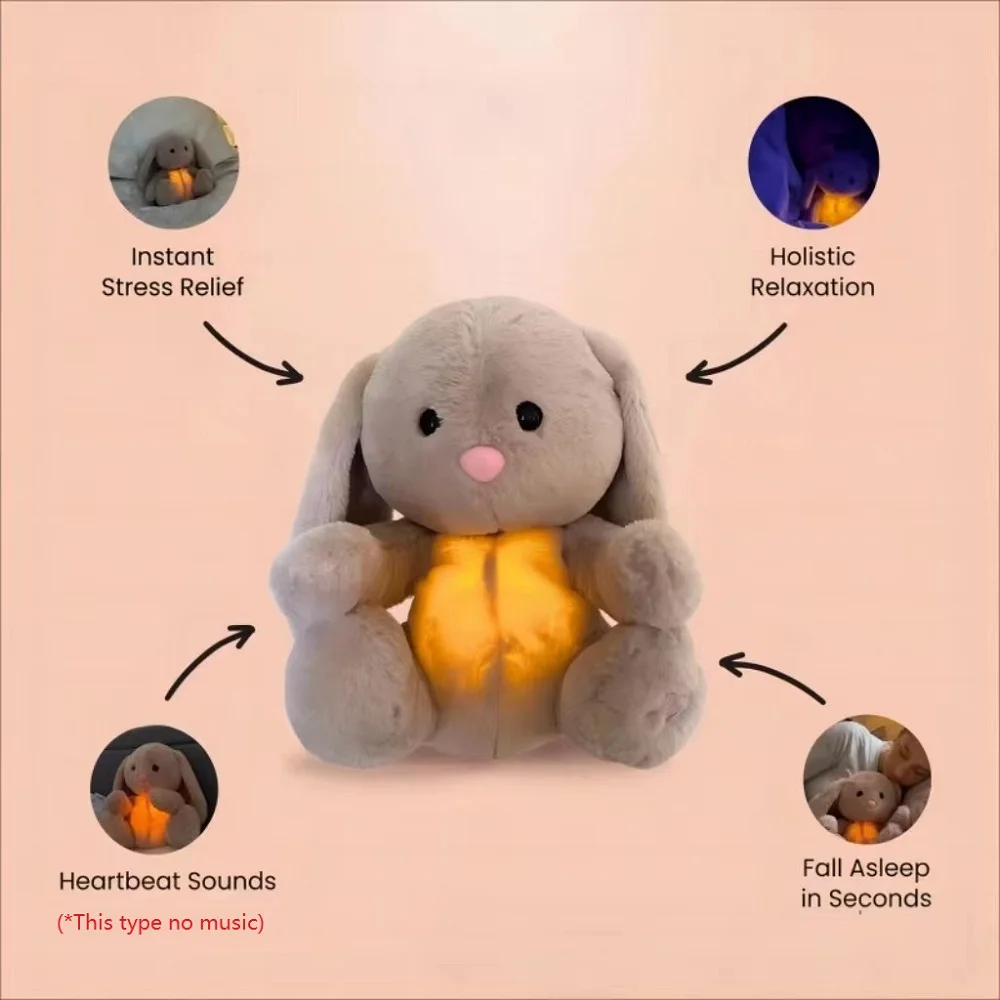 Breathing Rabbit Baby Sleep Companion Plush Toy with Light for Child Napping