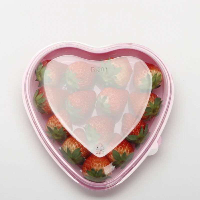 Heart-Shaped Food Box, 4 Color, One-time Packaging, Non-returnable Container, Disposable Fruit Love Box, Strawberry Packing Box