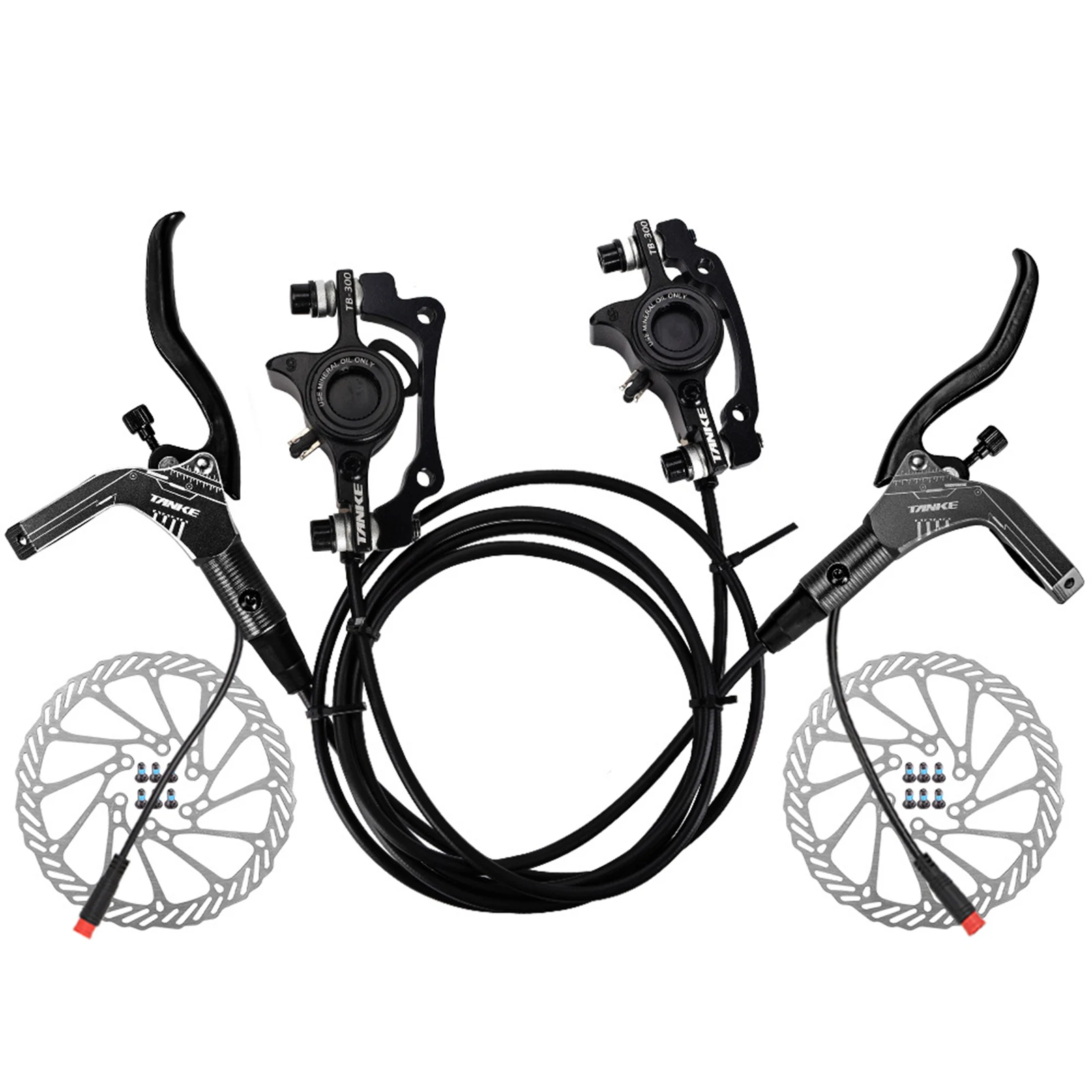 E-Bike Hydraulic Brake Set with 160mm Rotors Front and Rear Hydraulic ...