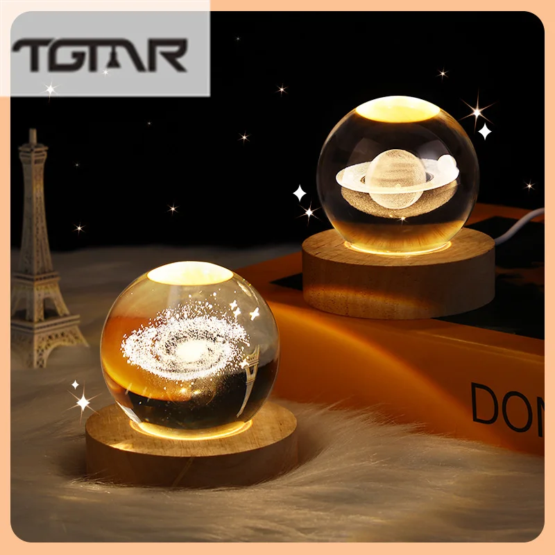 NEW Creative LED Luminous Moon Galaxy Crystal Ball Nightlight USB Plug