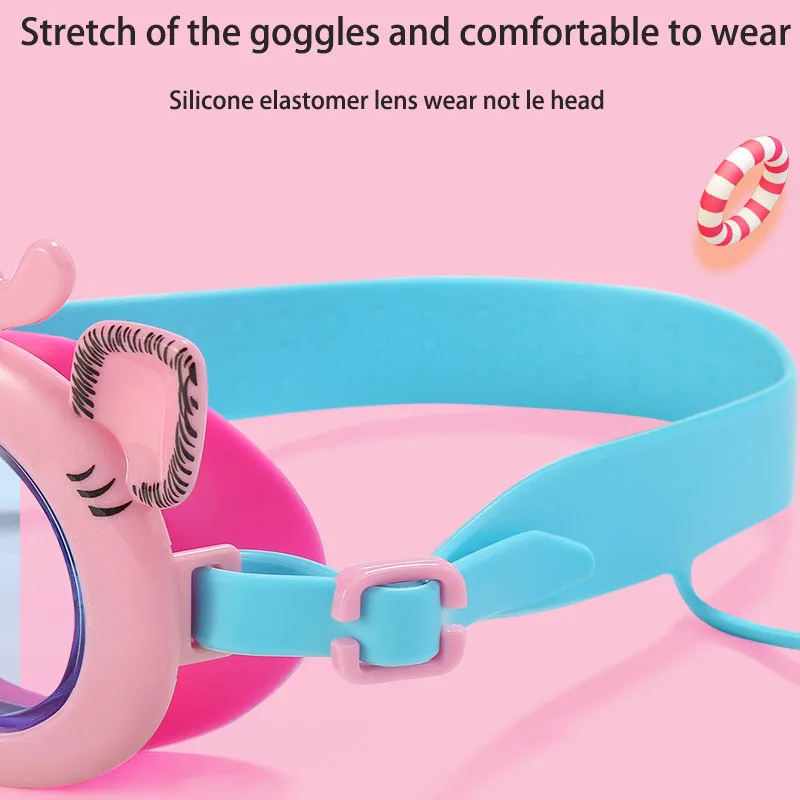 New Children Swimming Goggles Sika Deer Cartoon Earplugs UV and Fogging - Proof Glasses Men and Women Wholesale Price 4