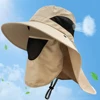 Summer Sun Hats UV Protection Outdoor Hunting Fishing Cap for Men Women Hiking Camping Visor Bucket Hat Neck Flap Fisherman Hat 3