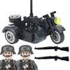 WW2 Germany Military Motorcycle Accessories Building Blocks Army Soldiers Rifle Vehicle Model Weapons Bricks Toys for Children 1