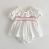 Summer Fashion Baby Girl Dress Lace Smocking Stitch Dress Infant Children Cotton Baby Bodysuit Family Matching Sister Outfit 3
