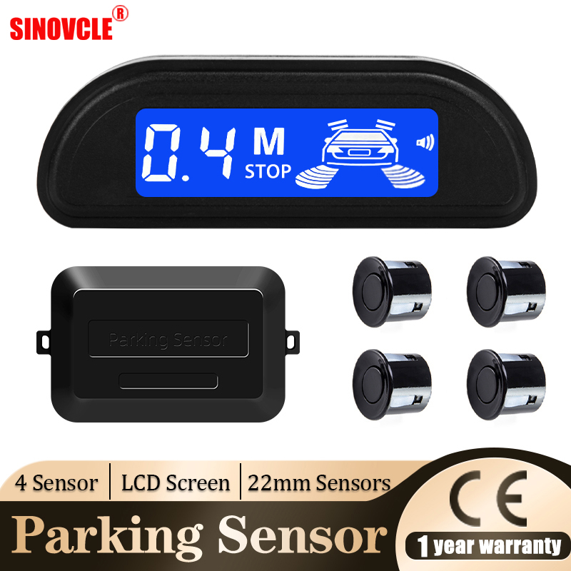 SINOVCLE Car Parking Sensor Kit With Auto Parktronic Reverse LED Monitor 22mm 4 Sensors Radar Detector System Backlight Display