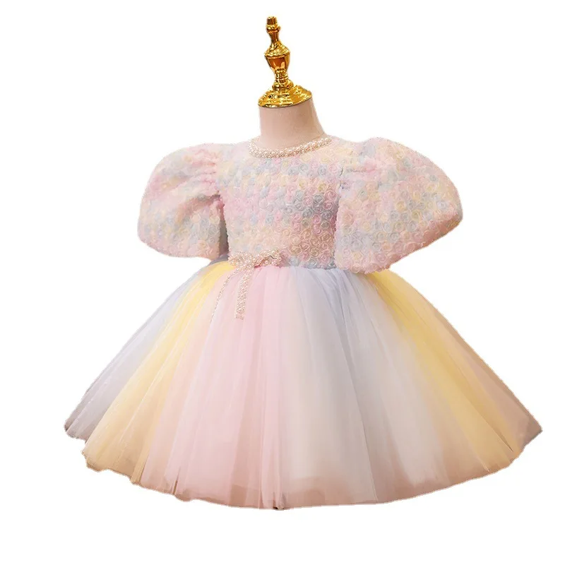 2025 Neonate Abiti Nuovi Abiti per Ragazze Per Fiori per Bambini Arcobaleno Principessa Tutu Abito Festa di Compleanno Abbigliamento per Bambini - immagine 5
