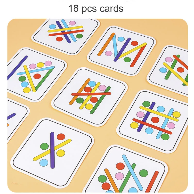 Children's Rainbow Stick Thinking Puzzle Wooden DIY Ice Cream Stick Puzzle Challenge Table Games Montessori Educational Toys 4