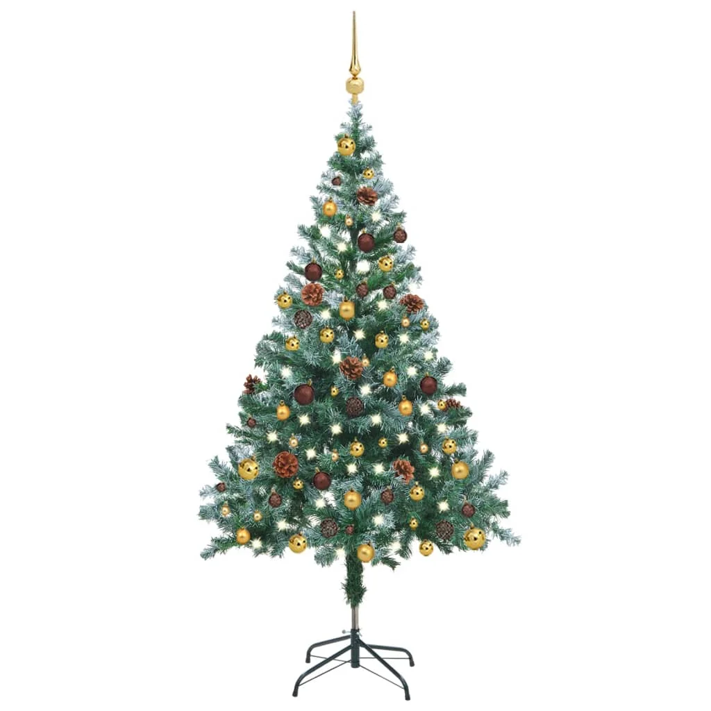 Albero Di Natale Artificiale Gelo Led Palle Mele Di Pino Cm