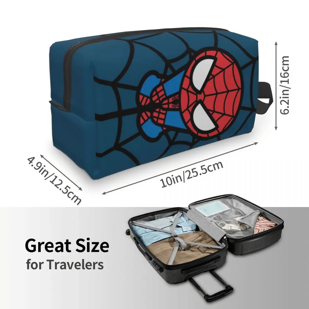 Custom Kawaii Spider Man Hanging Upside Down Makeup Bag for Women Travel Cosmetic Organizer Cute Spiderman Storage Toiletry Bags 4