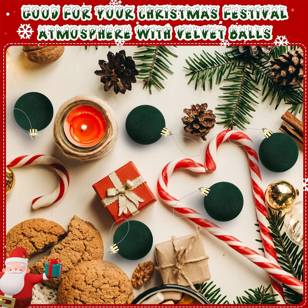 Velvet Christmas Tree Ornaments 6pcs 5cm Plush Flocked Hanging Balls for Holiday Decor Christmas Decoration Xmas Clearance