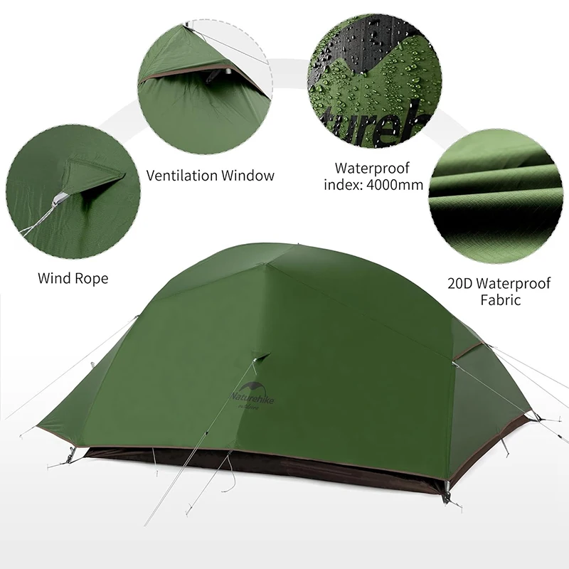 Naturehike Cloud Up 3 Person Backpacking Tent 20D Ultralight