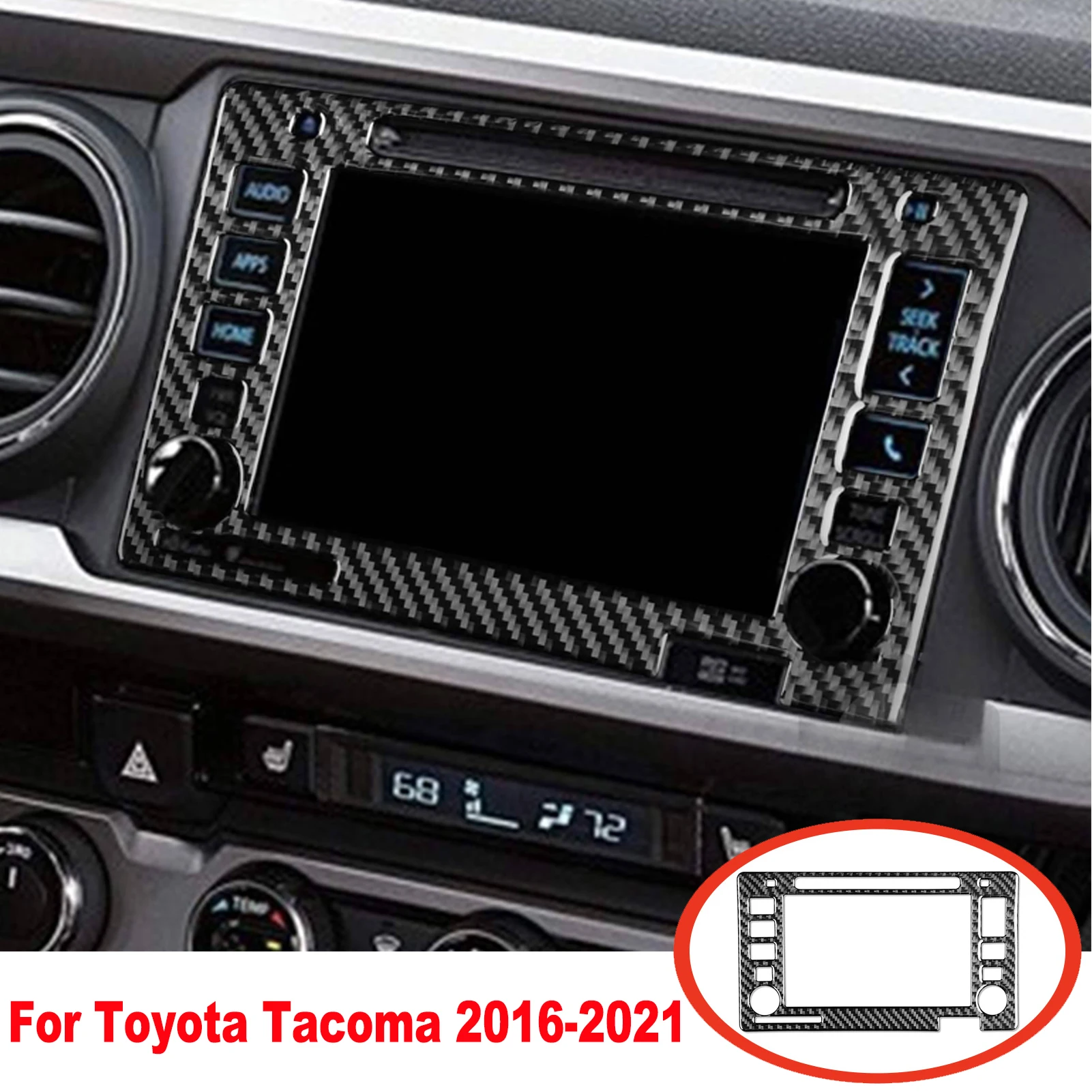 

Interior Real Carbon Fiber Navigation Panel Sticker Decoration Cover Trim For Toyota Tacoma 2016-2021 Left Drive Car Styling