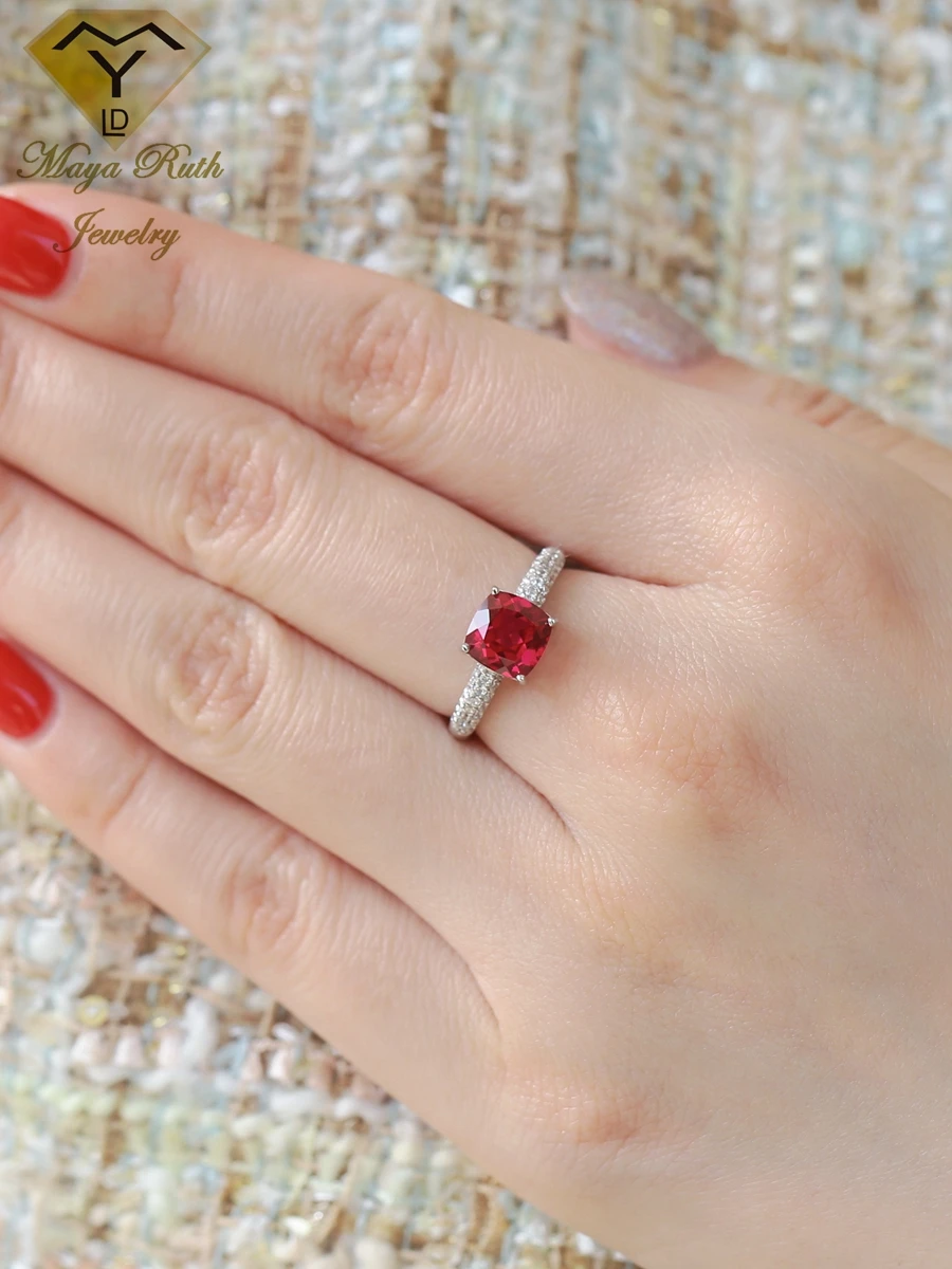 8.0mm Cushion-Cut Lab-Created Ruby Vintage-Style Ring in Sterling Silver |  Peoples Jewellers