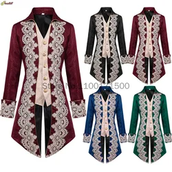 Plus Size Medieval Victorian Gothic Steampunk Jacket for Men Halloween Renaissance Party Cosplay Costume Nobleman Prince Tuexdo