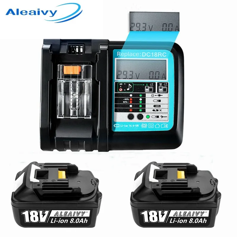 

WIth LED Charger BL1860 Rechargeable Battery 18 V 8000mAh Lithium Ion for Makita 18v Battery 8Ah BL1840 BL1850 BL1830 BL1860