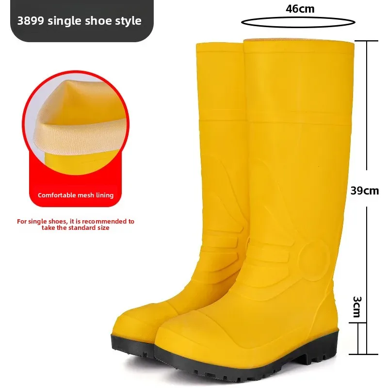Bottes pêche hautes imperméables jaunes minimalistes - Chaussures caoutchouc résistantes pour rivière