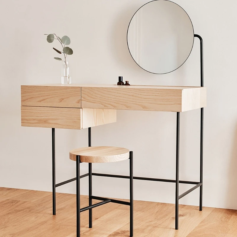 

Modern minimalist dressing table splicing, makeup bedroom decoration, solid wood
