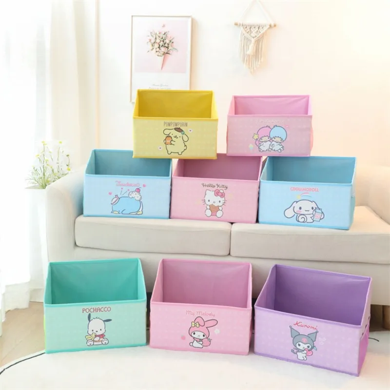

Kawaii Sanrio HelloKitty MyMelody Kuromi Cinnamoroll Student Book Storage Box Data File Storage Rack Household Snack Storage Box