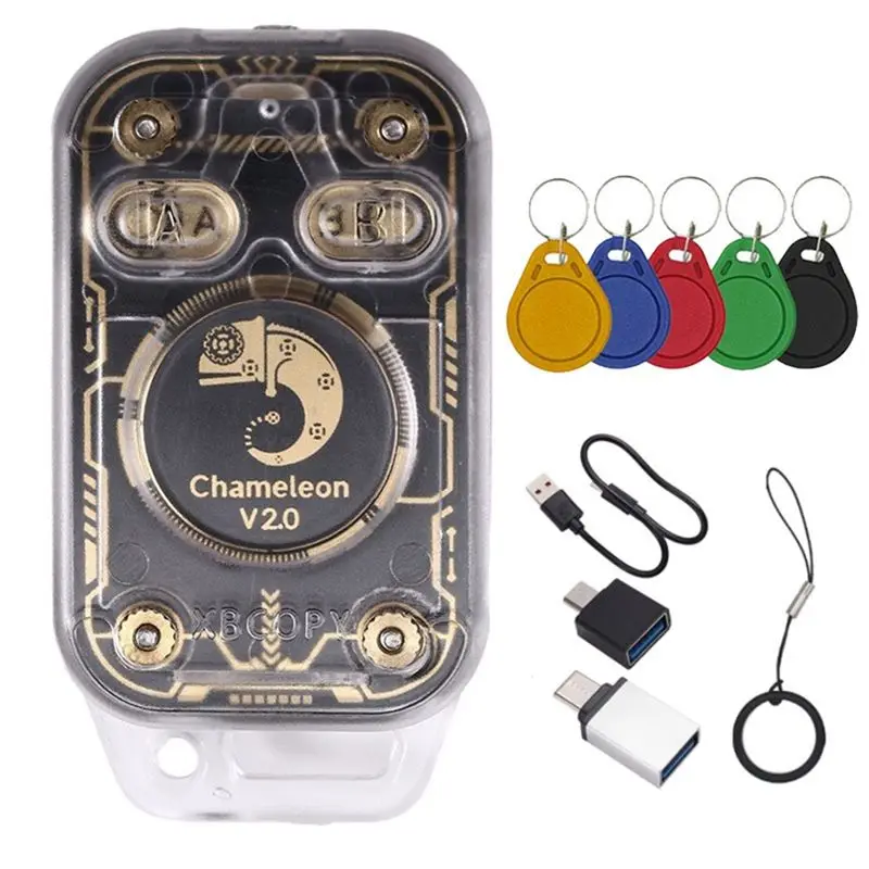 NFC Teksir Makinesi Chameleon V2.0 RFID Akıllı Çip Okuyucu Emülatörü 125K 13.56Mhz Kart Kod Çözme + 5XUID Anahtarlık Ultra