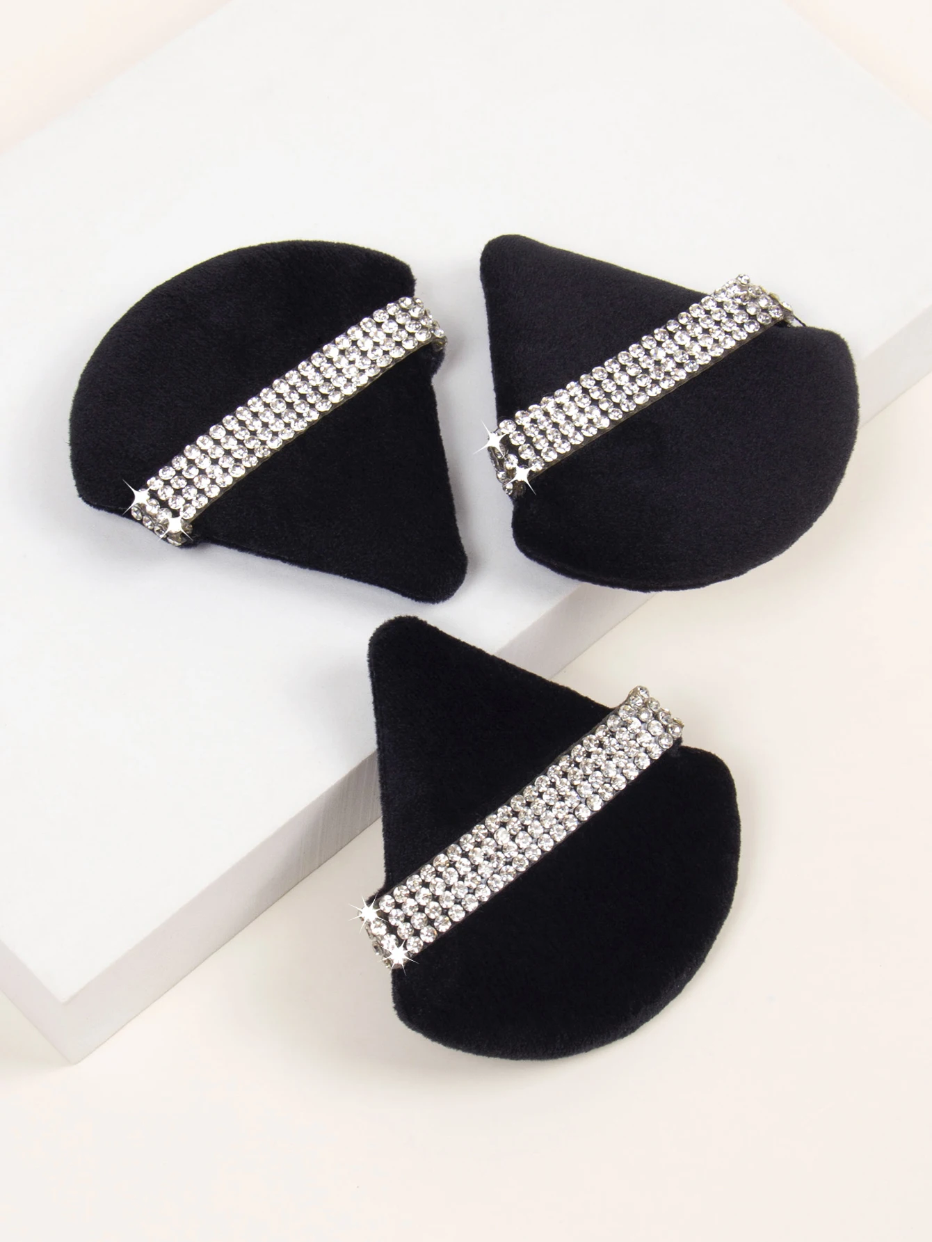 3 件套 Diamond Triangle Powder Puff Face Makeup Tool Sponge Velvet Soft Smooth Facial Beauty Makeup Sponge Cosmetics Accessories