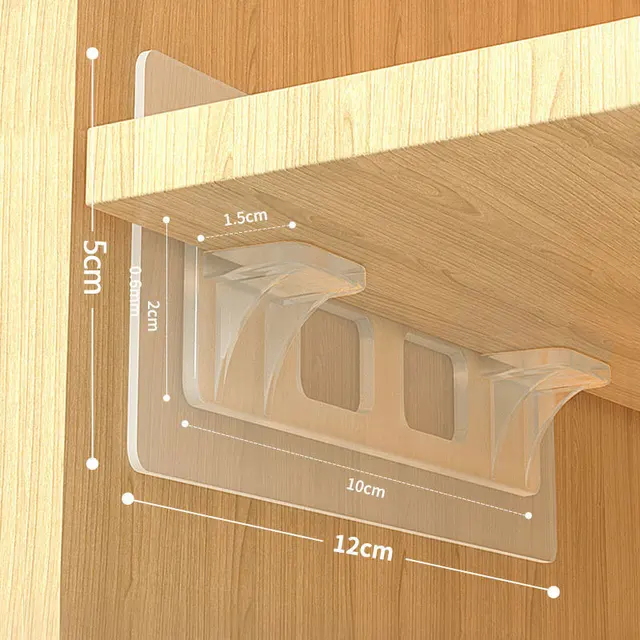 Chevilles de Support d'étagère sans poinçon, 2 à 10 pièces, étagères auto-adhésives, Clip de Support de crochet, broche pour armoire, livre, placard, couche de clins 1