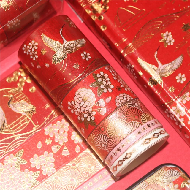 Retro Foil Stamping and Washi Tape Set – Decorative Masking Tape for DIY Gifts Decoration, Diary, Scrapbooking, Photo Frames 1