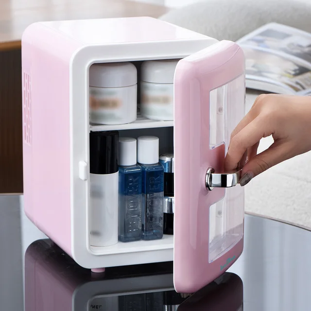 iceBlue 4L/6Can Multifunctional Low Noise Mini Refrigerator Warmer Cooler Makeup Skincare Portable Fridge with Visible Window 2